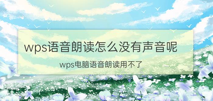 wps语音朗读怎么没有声音呢 wps电脑语音朗读用不了？